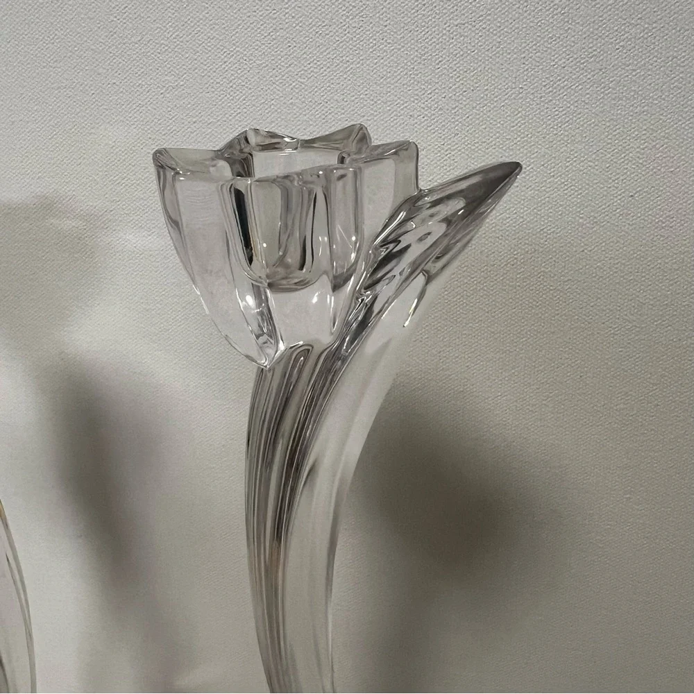 Mikassa Flower Song Austrian Crystal Clear Candle Holders small chip